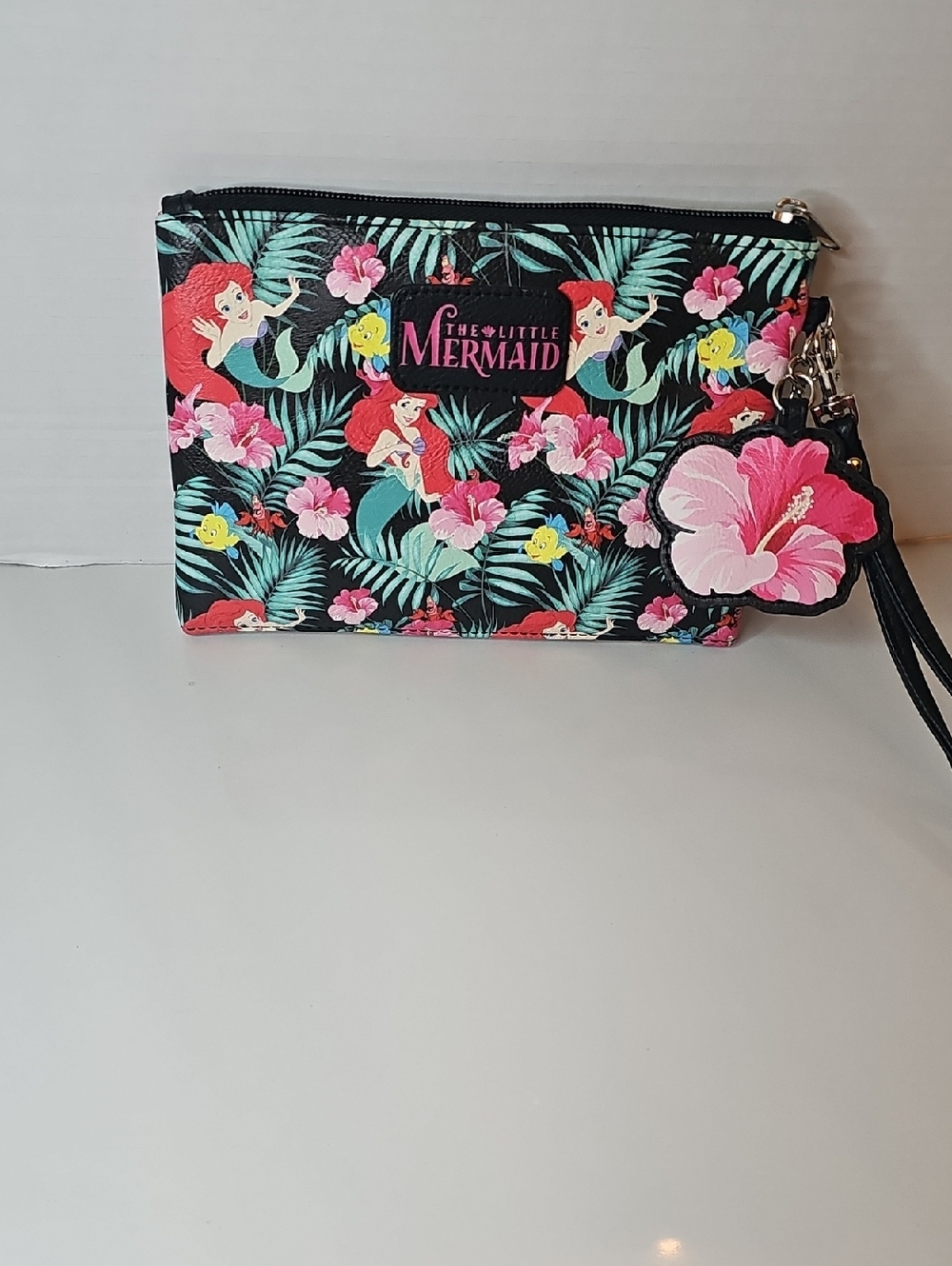 Disney The Little Mermaid Floral Wristlet - Black, Pink & Teal